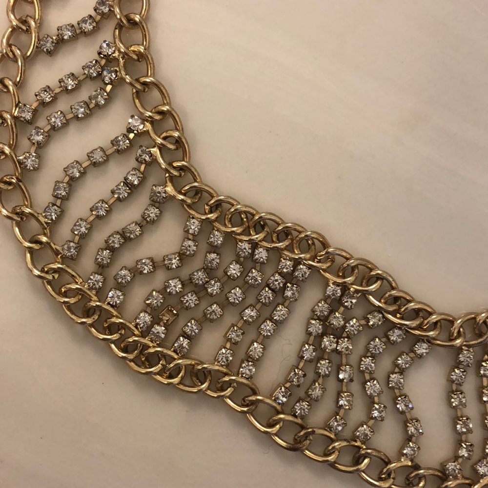 Gold & crystal collar necklace